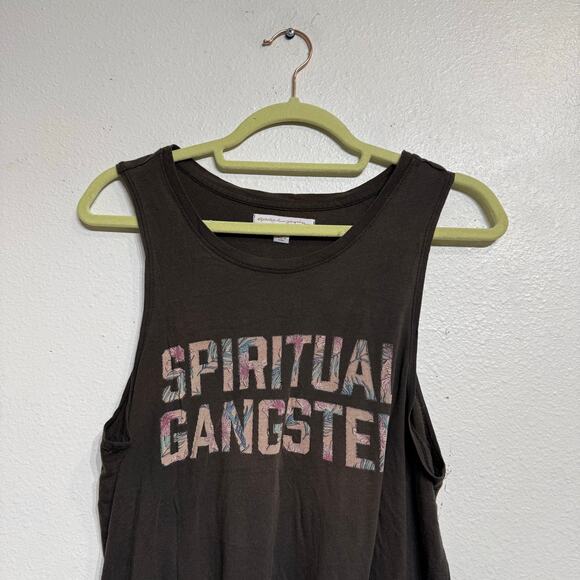 Spiritual Gangster Black Floral Logo Tank Muscle Tee Sz M - Picture 3 of 13